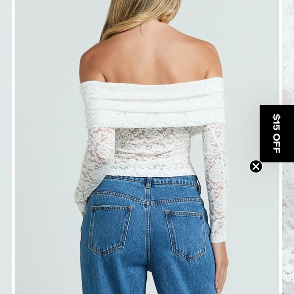 Showpo Roxanna Top - Lace Off Shoulder Long Sleeve Top  NWT - Picture 3 of 7